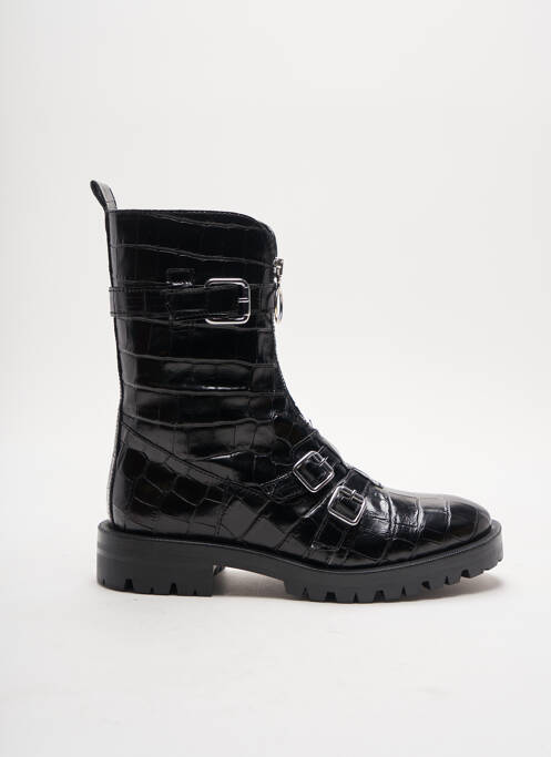 Bottines/boots tissage satiné talon plat jusqu'à 3cm noir ALPE femme