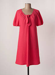 Robe mi-longue tissage crêpe manches courtes rouge GARCIA femme