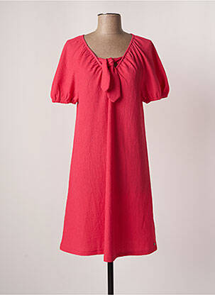 Robe mi-longue tissage crêpe manches courtes rouge GARCIA femme