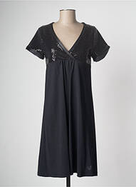 Robe mi-longue manches courtes manches courtes noir HBT femme