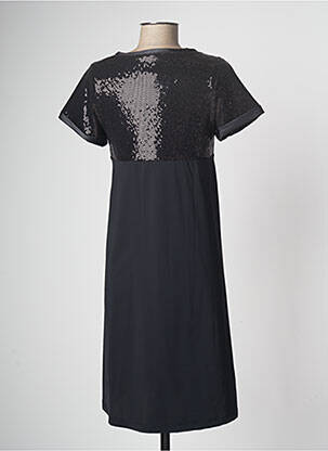 Robe mi-longue manches courtes manches courtes noir HBT femme