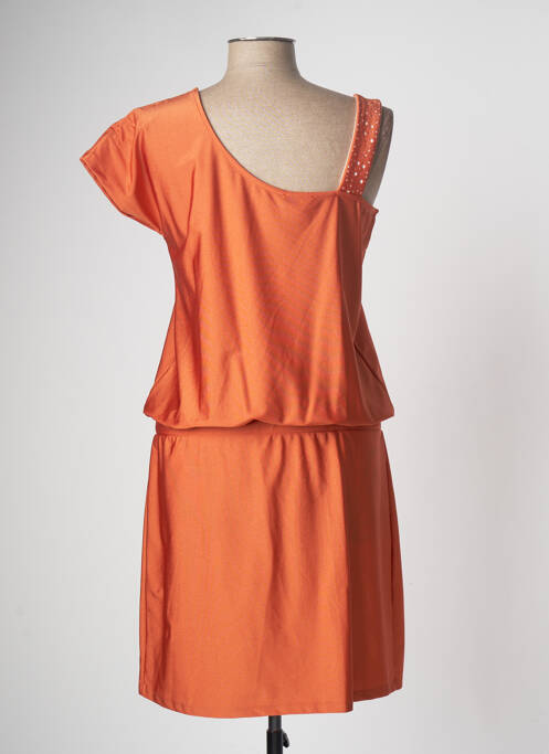 Robe mi-longue orange HBT pour femme
