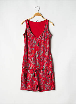 Combishort fermeture boutonnée sur le devant sans manche rouge HBT femme