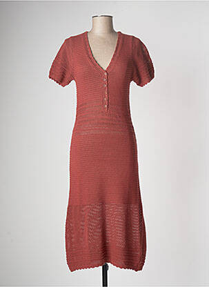 Robe mi-longue manches courtes manches courtes orange ARTLOVE femme