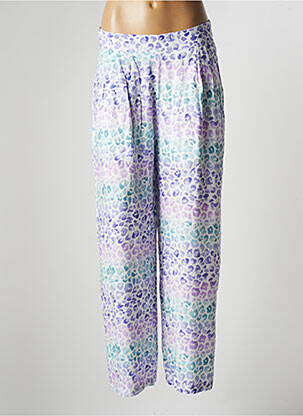 Pantalon large tissage popeline taille haute violet LILI SIDONIO femme
