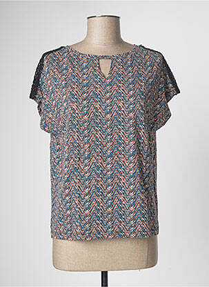 Top stretch manches courtes bleu TRAMONTANA femme