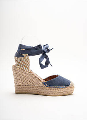 Espadrilles tissage toile talon de 7 à 9cm bleu LA MAISON DE L'ESPADRILLE femme