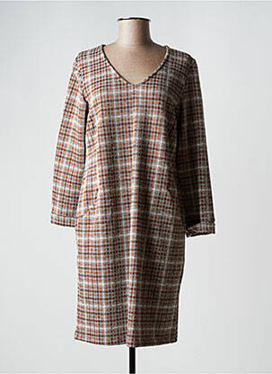 Robe mi-longue manches longues manches longues marron SIGNE NATURE femme