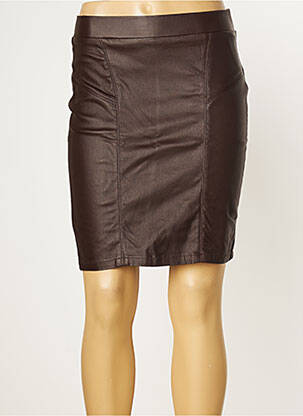 Jupe courte coupe droite marron B.YOUNG femme