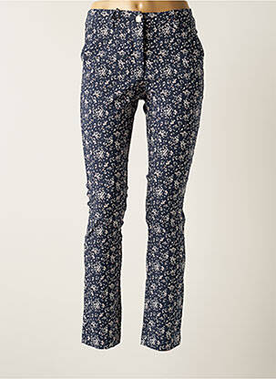 Pantalon slim tissage popeline taille normale bleu ÉTYMOLOGIE femme