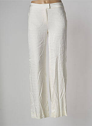 Pantalon large taille à pinces taille haute blanc KARL LAGERFELD femme
