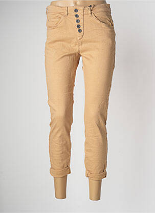 Pantacourt taille haute taille haute beige ME369 femme