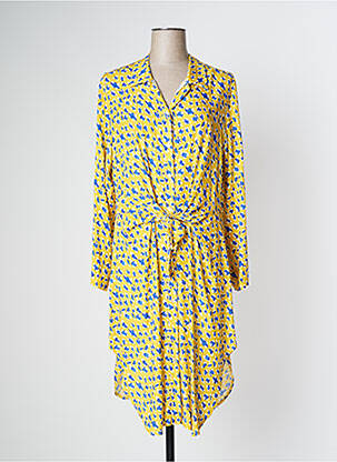 Robe mi-longue manches longues manches longues jaune DONA LISA femme