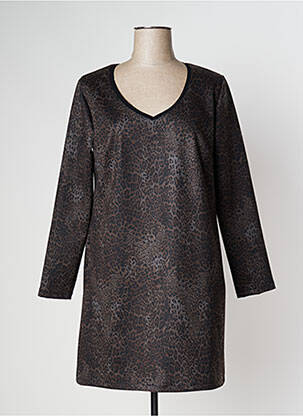 Robe courte manches longues manches longues marron IMPACT femme
