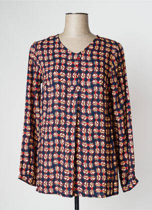 Blouse tissage popeline manches longues bleu AGATHE & LOUISE femme