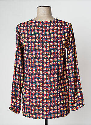 Blouse tissage popeline manches longues bleu AGATHE & LOUISE femme