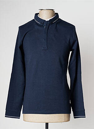 Polo sérigraphie manches longues bleu TEDDY SMITH homme