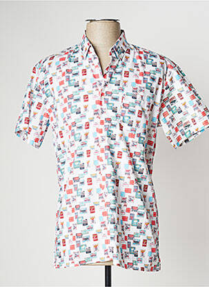 Chemise manches courtes imprimé fantaisie vert CIBLE ROUGE homme