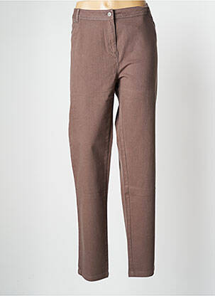 Pantalon slim taille élastique taille normale marron EVER EASY BY JAC JAC femme