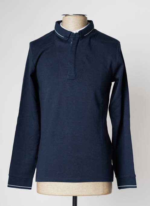 Polo manches longues manches longues bleu TEDDY SMITH homme