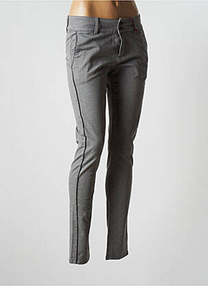 Pantalon chino broderie galons latéraux taille basse gris LES TEINTURIERS femme