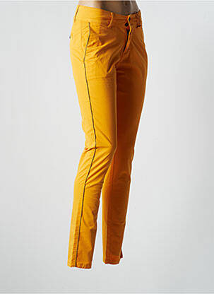 Pantalon chino broderie galons latéraux taille normale jaune LES TEINTURIERS femme