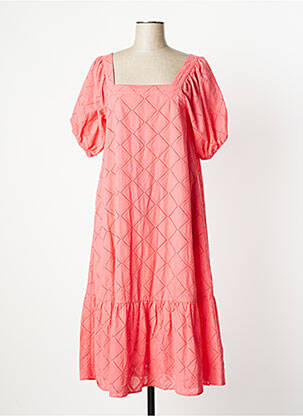Robe mi-longue manches courtes manches courtes rose SALSA femme