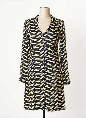 Robe mi-longue coupe fluide manches longues noir SEE THE MOON femme