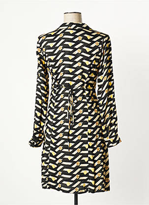Robe mi-longue coupe fluide manches longues noir SEE THE MOON femme