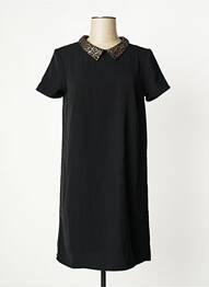 Robe courte fermeture zippée au dos manches courtes noir SCHOOL RAG femme