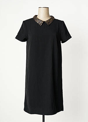 Robe courte fermeture zippée au dos manches courtes noir SCHOOL RAG femme
