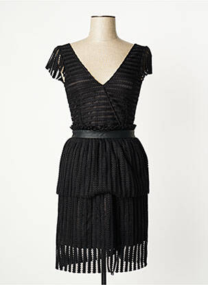 Robe mi-longue coupe évasée manches courtes noir SCHOOL RAG femme