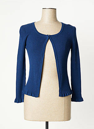 Gilet manches longues col rond bleu SEE THE MOON femme