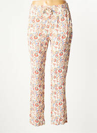 Pantalon droit tissage crêpe taille haute beige LE TEMPS DES CERISES femme