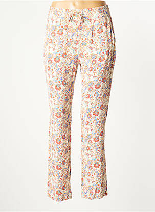 Pantalon droit tissage crêpe taille haute beige LE TEMPS DES CERISES femme