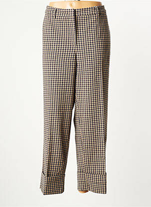 Pantalon droit fermeture zippée sous rabat avec crochet taille normale beige TOM TAILOR femme