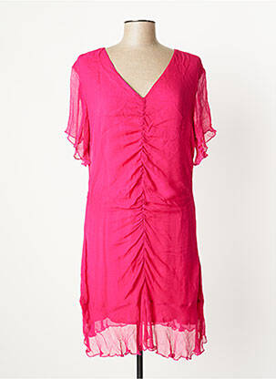 Robe mi-longue manches courtes manches courtes rose SCHOOL RAG femme