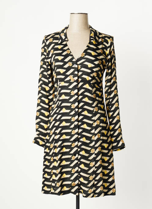 Robe mi-longue coupe fluide manches longues noir SEE THE MOON femme