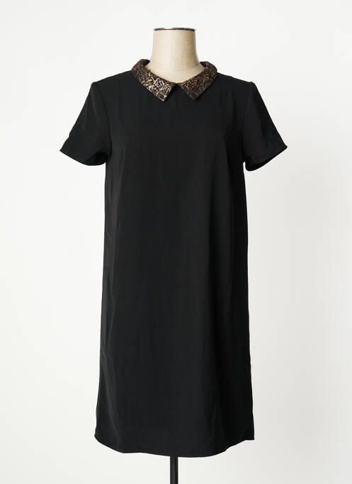 Robe courte fermeture zippée au dos manches courtes noir SCHOOL RAG femme