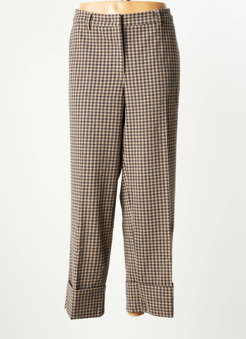 Pantalon droit fermeture zippée sous rabat avec crochet taille normale beige TOM TAILOR femme