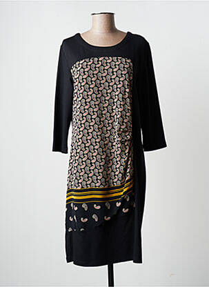 Robe mi-longue manches longues manches longues noir THALASSA femme