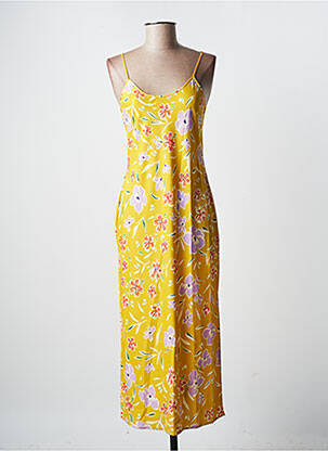 Robe mi-longue imprimé fleurs fines bretelles jaune BCBGENERATION femme