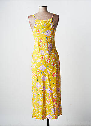 Robe mi-longue imprimé fleurs fines bretelles jaune BCBGENERATION femme