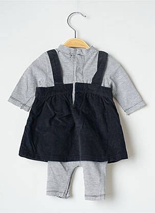 Combi-pantalon fermeture pressionnée manches longues bleu KITCHOUN fille