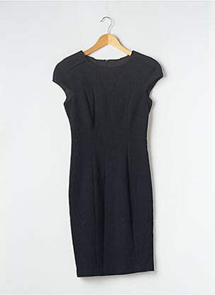 Robe mi-longue tissage crêpe manches courtes noir ZARA femme