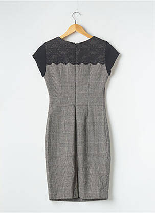 Robe mi-longue fermeture zippée au dos manches courtes gris ZARA femme