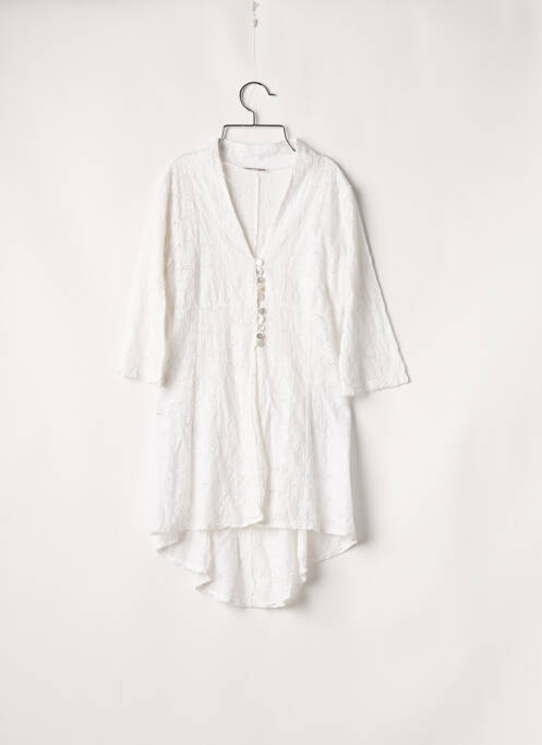 Tunique manches longues fermeture boutonnée sur le devant blanc MADE IN ITALY femme