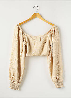 Top col rond manches longues beige NASTY GAL femme
