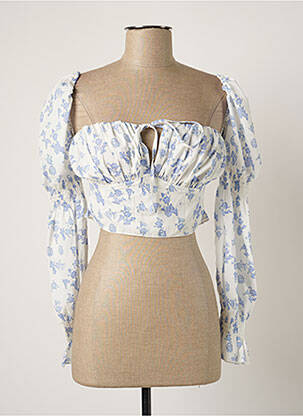Top col carré manches longues bleu NASTY GAL femme