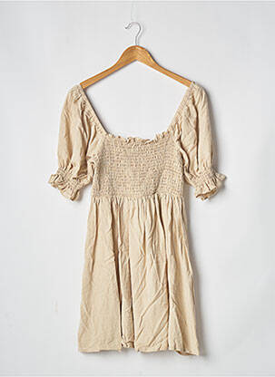 Robe courte coupe évasée manches courtes beige NASTY GAL femme